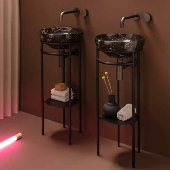 Консоль напольная Globo Ring 35x38х84,5, без отв. под смеситель, с полотенцедержателем, черный матовый OP003RAR