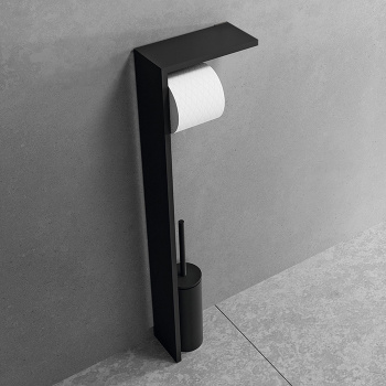 Стойка с держателем туалетной бумаги и ершиком для унитаза Novellini Frame, черный матовый R90AKFPRS-H