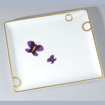 Поднос керамический THG Capucine Mauve Decor Or A7D-A02-4613 белый