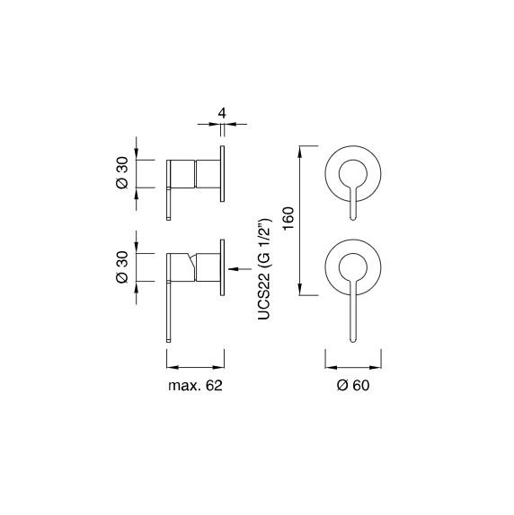 Cмеситель для душа CEA Design Innovo INV 78 L сталь
