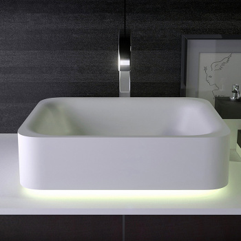 Раковина накладная Knief Shine 50х40х15 без перелива, без отв под смеситель с LED подсветкой, белый матовый 0600-043-01bi matt