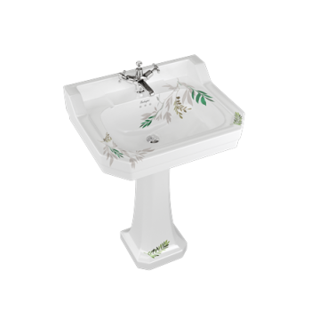 Подвесная раковина Burlington Bespoke/Floral B5 1TH FORE белый/синий