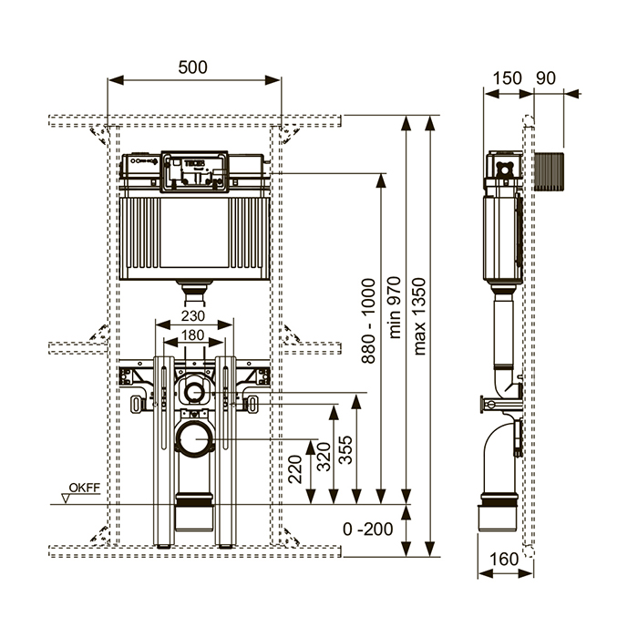 Застенный бачок Tece Teceprofil 9041306