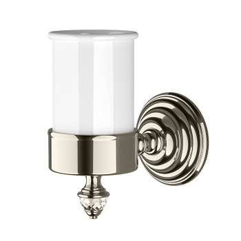 Стакан керамический белый для зубных щеток Devon&Devon Diamond держатель, никель блестящий WHD503NKBI