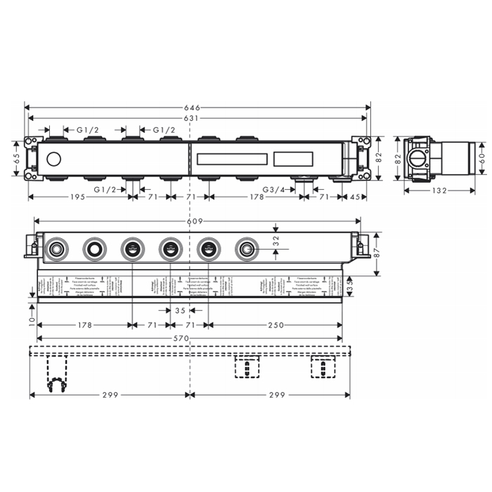 Скрытая часть Axor Select для 4 потребителей 18312180