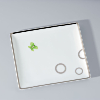 Поднос керамический THG Capucine Vert Decor Platine A7E-A02-4613 белый