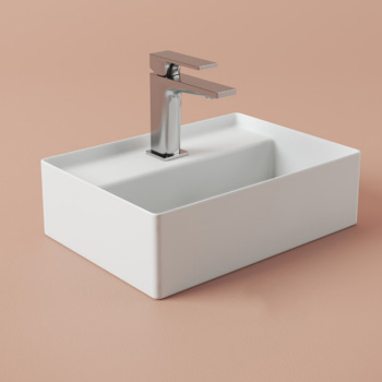 Раковина накладная Artceram Scalino 38х27, с 1 отв., без слив перелива, белый. SCL005 01 00
