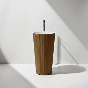 Раковина Antonio Lupi Plisse 47х85, без отв., слив в пол, с сифоном, донным клапаном и шлангом, Flumood, внешний Corten powder, внутри белый А0002451752