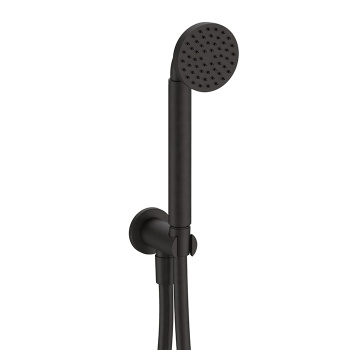 Душевой набор Fantini Icona Classic ручная лейка со шлангом и держателем, круглая розетка, выпуск 1/2, Deep Black PVD 53 S1 R043