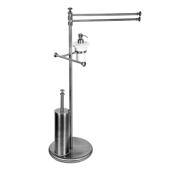Стойка напольная Tw Harmony 004 комбинированная двойной п/держ, .керам.дозатор, держатель т/б, ёршик, хром TWHA004cr