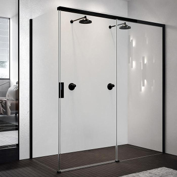 Дверь для душа Novellini Opera 1190-1210х2000, раздвижная, правая, для установки с боковой стенкой, профиль черный матовый, стекло прозрачное, OPEPH119D-1H