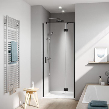 Дверь в нишу Kermi Liga c непод.сегментом LI SFR 900x2000, Schwarz Soft+прозрачное стекло с Kermiclean, LI SFR 09020 3PK