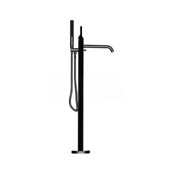 Смеситель для ванны Bossini APICE напольный. однорычажный. излив 259 мм.. ручной душ. внешняя + внутренняя часть. цвет черный матовый