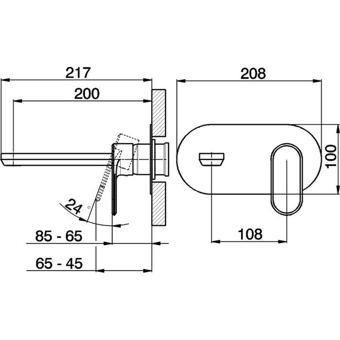 Внутренняя часть однорычажного смесителя из стены для раковины Cisal ZA02551004