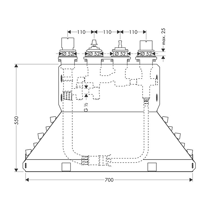 Axor MyEdition Скрытая часть для смесителя на борт ванны, на 4 отверстия 15482180