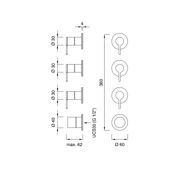 Cмеситель для душа CEA Design Innovo INV 123 S с термостатом сталь