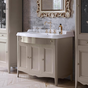 Тумба с раковиной Tw Veronica Simas AR874bix1 105x56, с 1отв., 2 верх.ящ. 3 распашные дверки, доводч. Blum, ручки Riflesso бронза, tortora VER5105-T+AR874bi*1 комплект