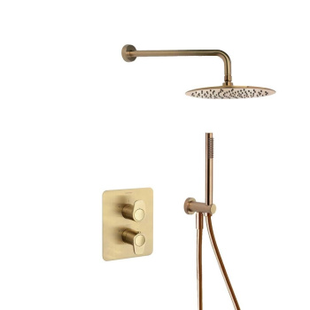 Смеситель для душа Ramonsoler Alexia встраиваемый термостатический с тропическим и ручным душ золото K3687011OC