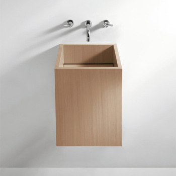 Раковина Agape Cube 40x40x50, без отв., с полированным сливом, квадратная, натуральный дуб ACER0770MRTBR *0
