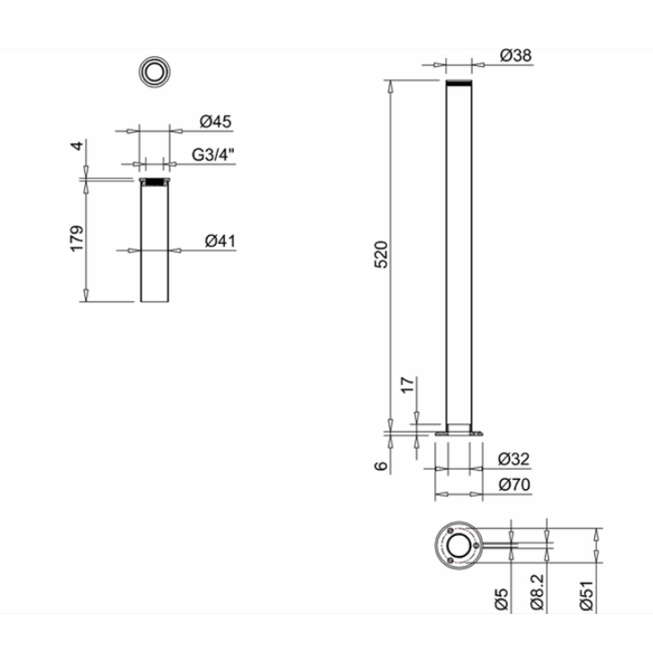 Трубы подвода воды Burlington W6/ARCW6 CHR хром