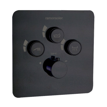 Смеситель для душа Ramonsoler RS-Smart встраиваемый термостатический на 3 выхода с внутренней частью черный 85T301SNM