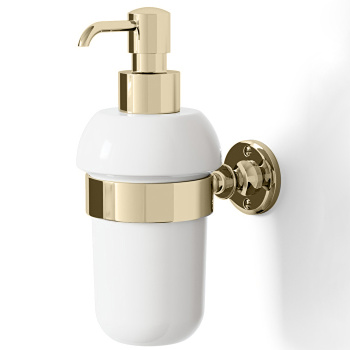 Дозатор для жидкого мыла белый Devon&Devon First Class держатель и помпа, светлое золото DD33030OT