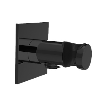 Душевое подключение с держателем круглое Almar Round квадр. отражатель, Absolute Black Brushed PVD, E095039.AB