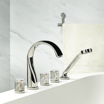 Смеситель на борт ванны THG Hirondelles Platinum Stamped A4K-B01-1132SG polished nickel