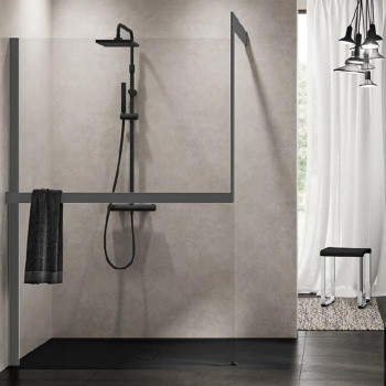 Рама для душевого ограждения Novellini Kuadra H 1600х1090х2150, с свободным входом, левая, с креплением к стене, с полотенцедержател, Silver R80KUFRE10S-B 160/109