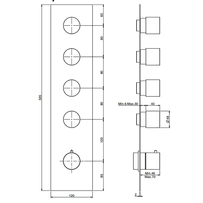 Внутренняя часть встраиваемого термостатического смесителя для душа Fima Carlo Frattini 4 источника F2464