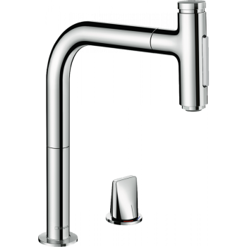 Hansgrohe 73 819 000 Metris Select M71 Смеситель для кухни 208 мм, на 2 отв., 2 реж., выдвижной излив, M