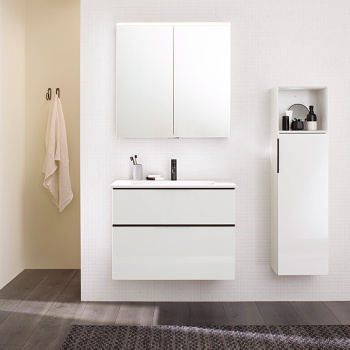 Тумба с раковиной Burgbad Eqio 90х62х49см 1 отв., цвет: белый глянец