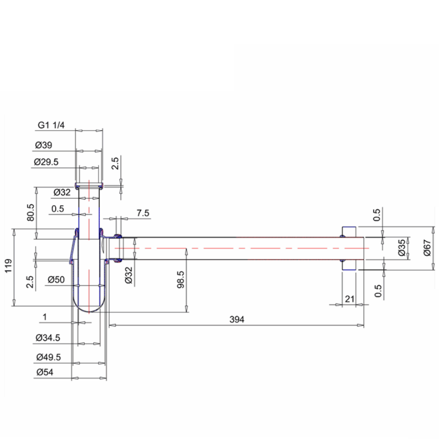 Сифон Burlington W14/ARCW14 CHR хром