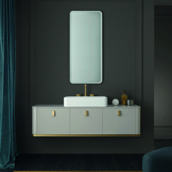 Тумба для раковины Vitage Milldue Edition Tailor 450х470х360, 1 выдвижной ящик, ручка матовое золото, глянцевый nuvola 7542.118.330