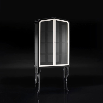 Витрина Devon&Devon Dancer 80х30хh180, с 2-мя дверцами корпус и ножки черный глянец, дверки белый глянец DEDANCER1DB/PW