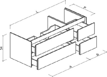 Тумба под раковину Brenta Fly 120 см подвесной дерево 4 ящика (FL220.120.90.49.W)