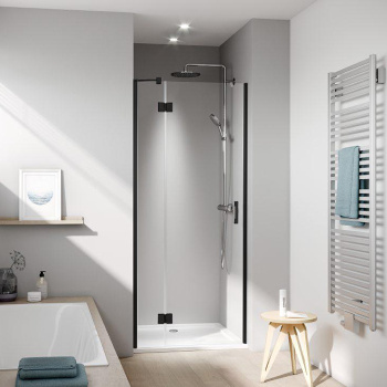 Дверь в нишу Kermi Liga c непод.сегментом LI SFL 1200x2000, Schwarz Soft+прозрачное стекло с Kermiclean, LI SFL 12020 3PK