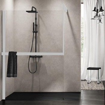 Рама для душевого ограждения Novellini Kuadra H 1600х1090х2150, с свободным входом, левая, с креплением к стене, с полотенцедержател, бел мат R80KUFRE10S-U 160/109