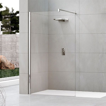 Душевое ограждение Novellini Kuadra H 1570-1600х2050, с свободным входом, с настенным кронштейном, стекло прозрачное, профиль Silver, KUADH160-1B
