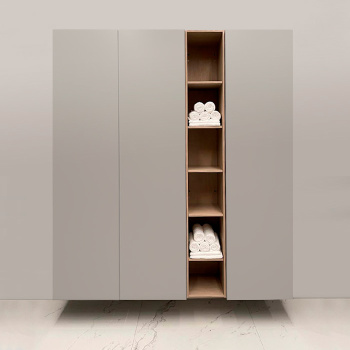 Пенал подвесной Burgbad Sys30 30хh196х37см, открытый, 4 полки, цвет: Light grey oak