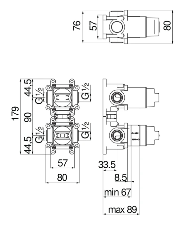 Скрытая часть смесителя для душа Nobili WE81102 черный