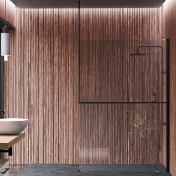 Рама для душевого ограждения Novellini Kuadra H 1600х3000, с свободным входом, правая, с креплением к потолку, с полкой, черный матовый R80KUFRISOFD-H 160/300