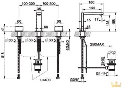 Смеситель Gessi Rettangolo 3 20402 031 2 1