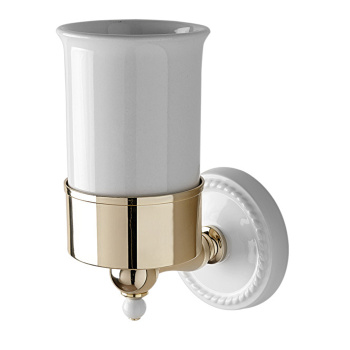 Стаканчик Devon&Devon Dorothy керамика белая для з/щеток настенный держатель золото светлое/белый DOR403OT
