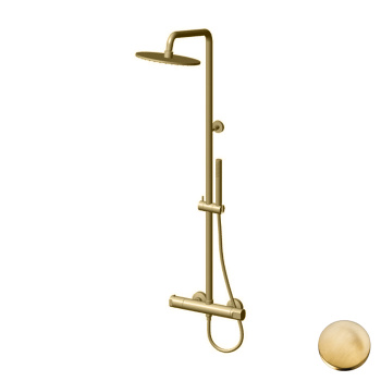 Комплект для душа Gattoni Circle Two термостатический еситель, душевая стойка, душевая лейка 250, ручной душ, oro brush KIT/TS60SG