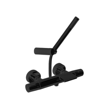 Смеситель термостатический Ramonsoler Tzar для ванны (каскад) с душевым комплектом чёрный 343901DNM