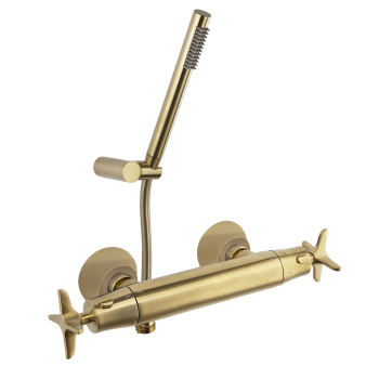 Смеситель термостатический Ramonsoler Adagio для душа с душевым комплектом золото 913401DOC