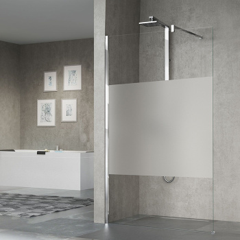 Душевое ограждение Novellini Giada H 970-985х2050, с свободным входом, с настенным кронштейном, стекло прозрачное, профиль Silver, GIADAH100-1B