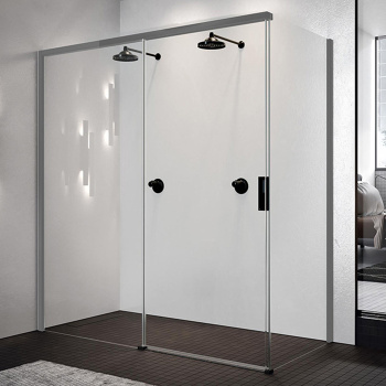 Дверь для душа Novellini Opera 1190-1210х2000, раздвижная, левая, для установки с боковой стенкой, профиль хром, стекло прозрачное, OPEPH119S-1K