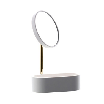 Косметическое зеркало с контейнером из композита Bertocci Easy, белый матовый/никель 13009346000